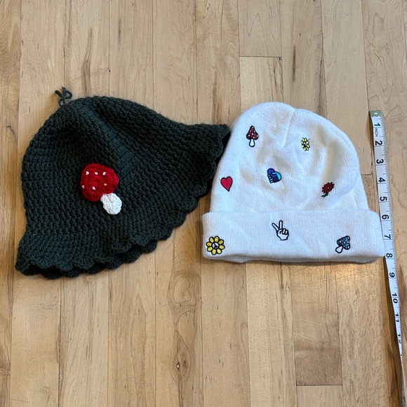 Accessories - Mushroom Bucket Hat and Embroidered Beanie Set